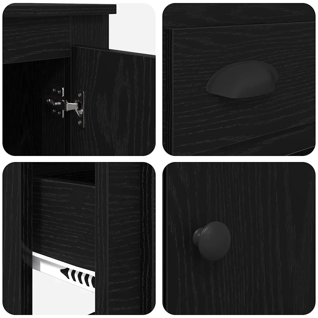 Credenza-Buffet-Armadio da cucina Rovere Nero 60 x 35,5 x 103,5 cm Legno multistrato