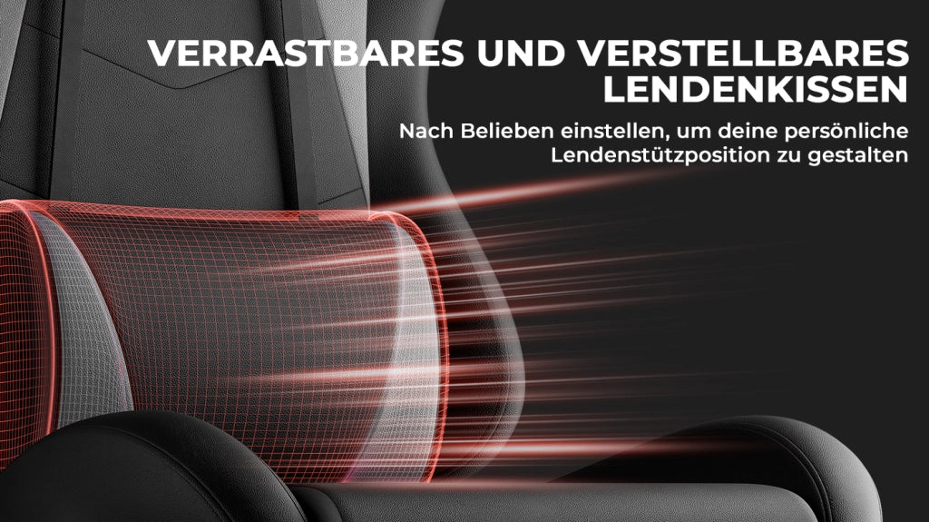 SEDIA gaming ergonomica con poggiatesta e supporto lombare, nero/grigio