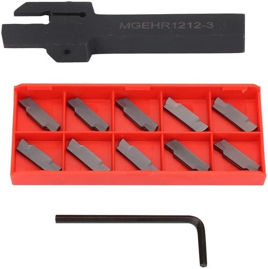 Strumento per Grooving con Inserti in Carburo - 10 Pezzi - Alta Durezza a Temperatura Elevata - Impermeabile - Resistente alla Corrosione - Durata Aumentata - Strumenti per Taglio
