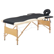 Lettino da massaggio pieghevole 2 sezioni legno nero e beige 02_0001814