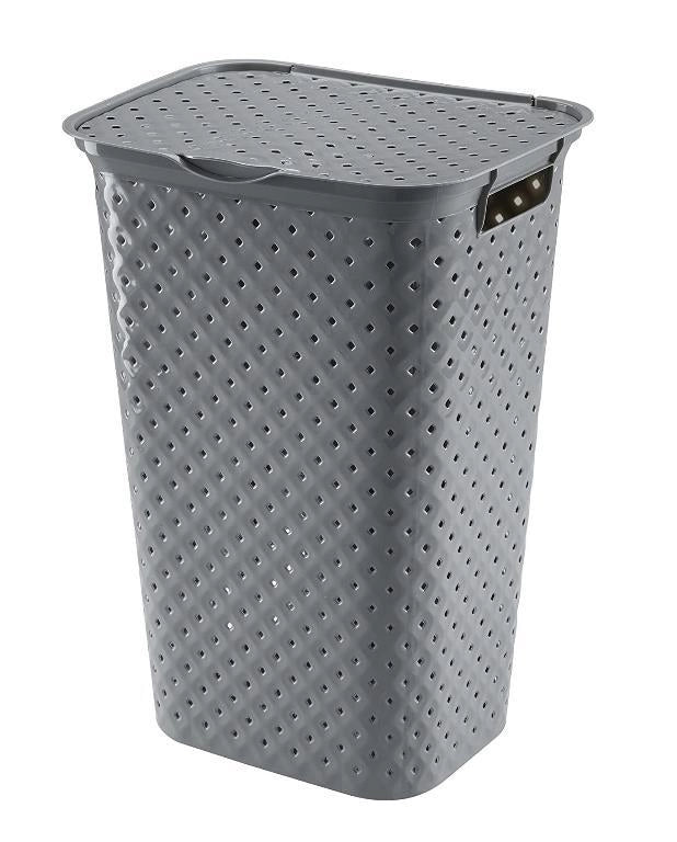 Cesta Portabiancheria con Coperchio Kubica Grigio Scuro 42 x 35 x 57 cm
