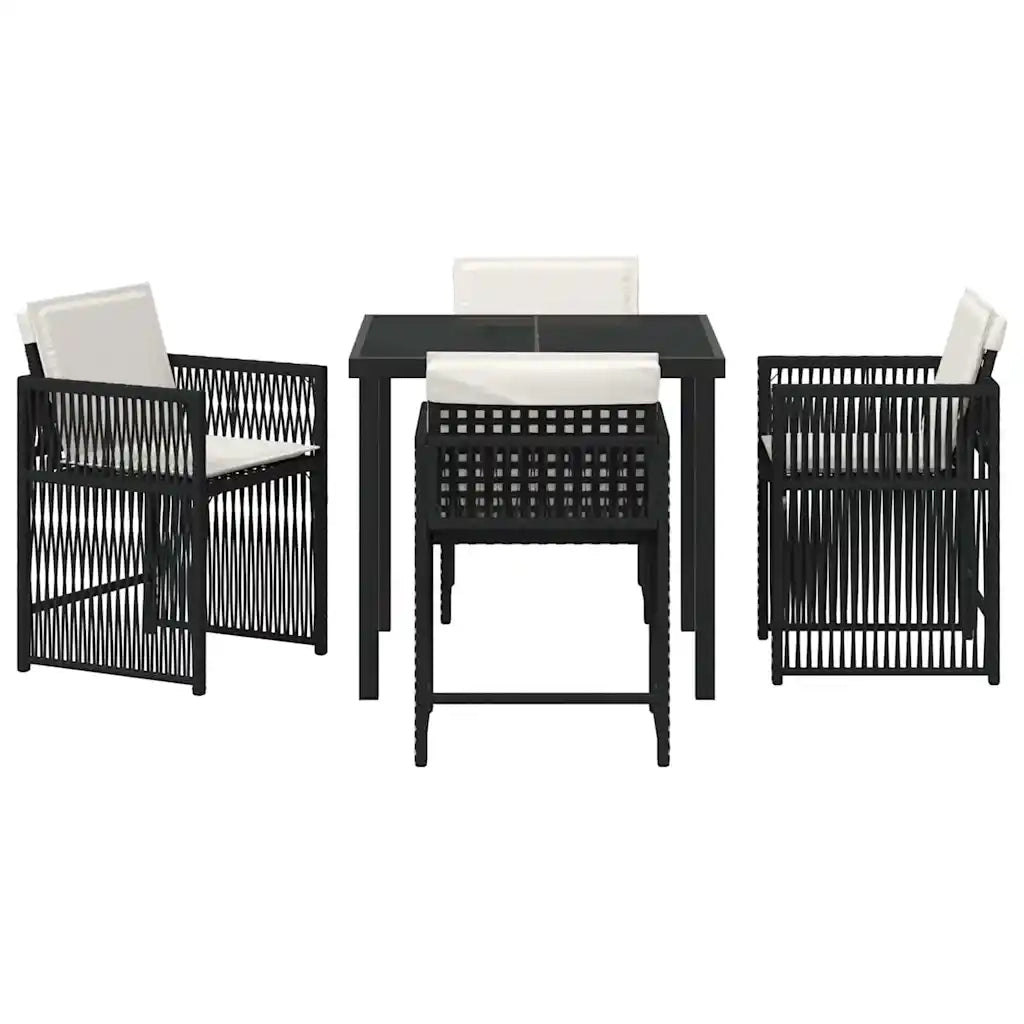 Set da Pranzo per Giardino 5 pcs Nero polyrattan 3380769