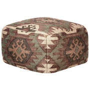 Pouf in stile orientale etnico Kilim in iuta  50 x 50 cm soggiorno camera Poggiapiedi quadrato moderno motivo imbottita beige