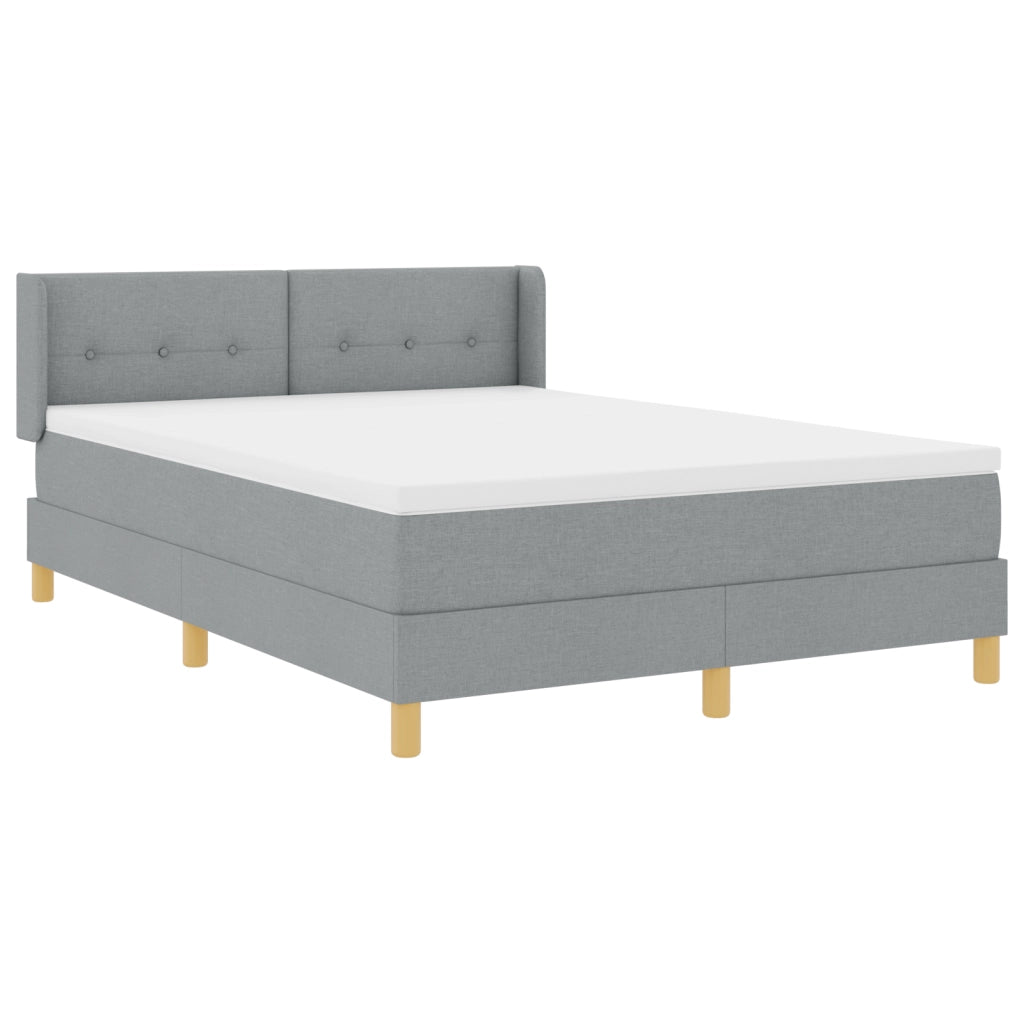 Letto a molle grigio chiaro con materasso 140x190 cm in tessuto