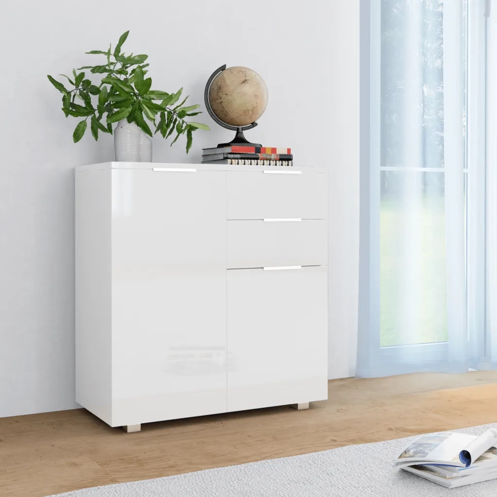 Credenza con Finitura Lucida Bianca 71x35x80 cm in Truciolato 283715