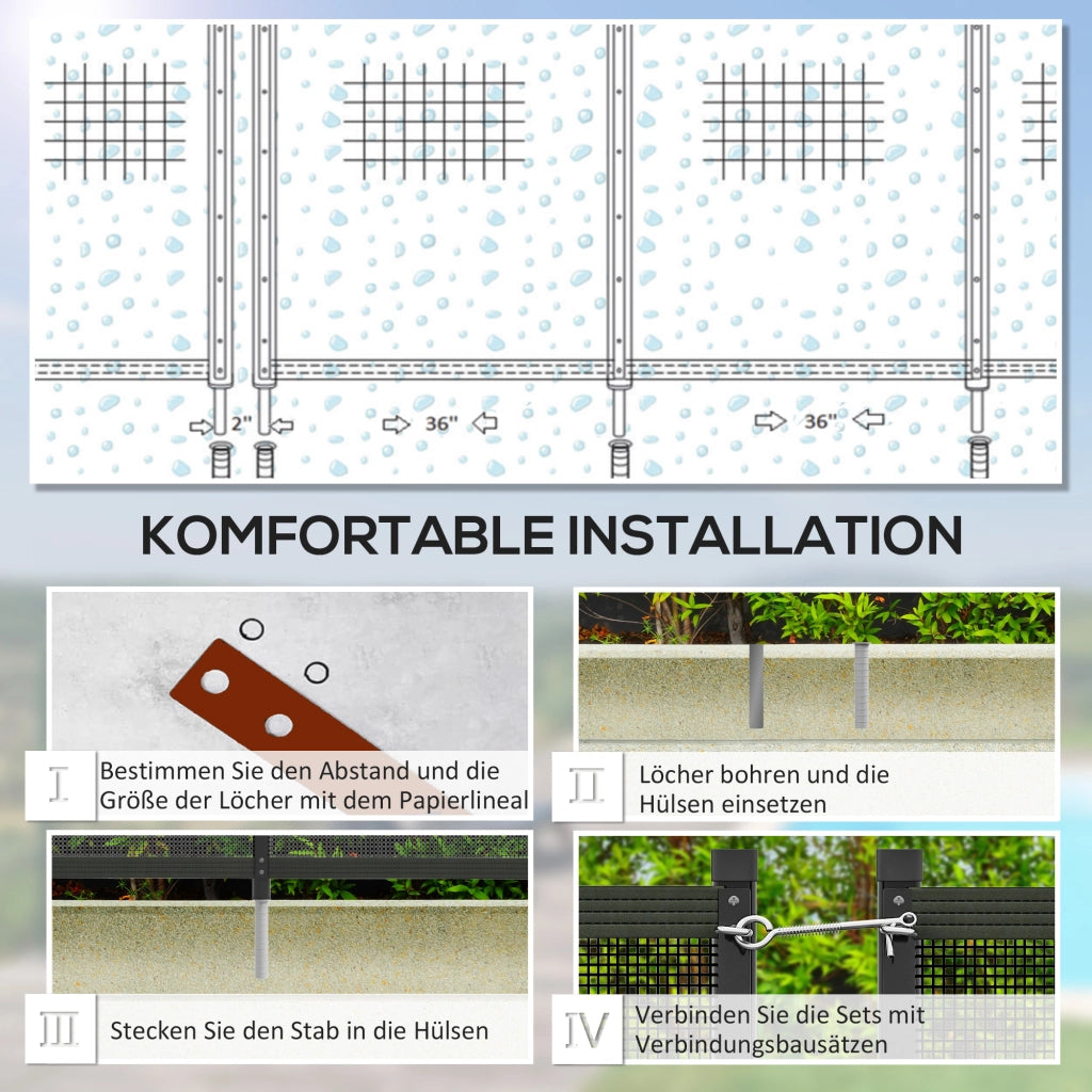 Recinto di sicurezza per piscina, 4 pezzi, alluminio e textilene, 126x365 cm, nero ¨C zephmum