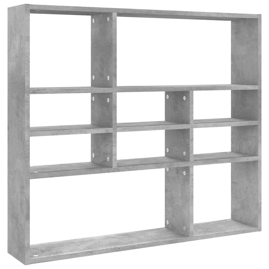 Scaffale a Parete Grigio Cemento 90x16x78 cm Legno Multistrato 802943