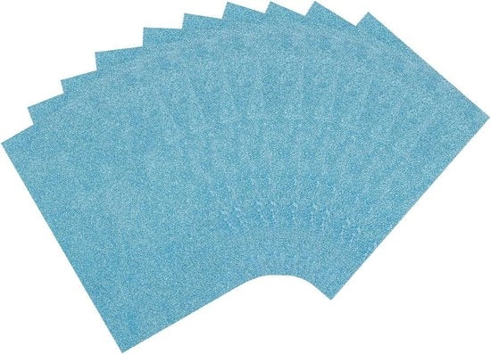Glitter schiuma vellutata - 10 pezzi - 20 x 30 cm - Autoadesivo - Schiuma EVA - Lavori di riciclo - Scrapbooking - Blu chiaro - Blu marino