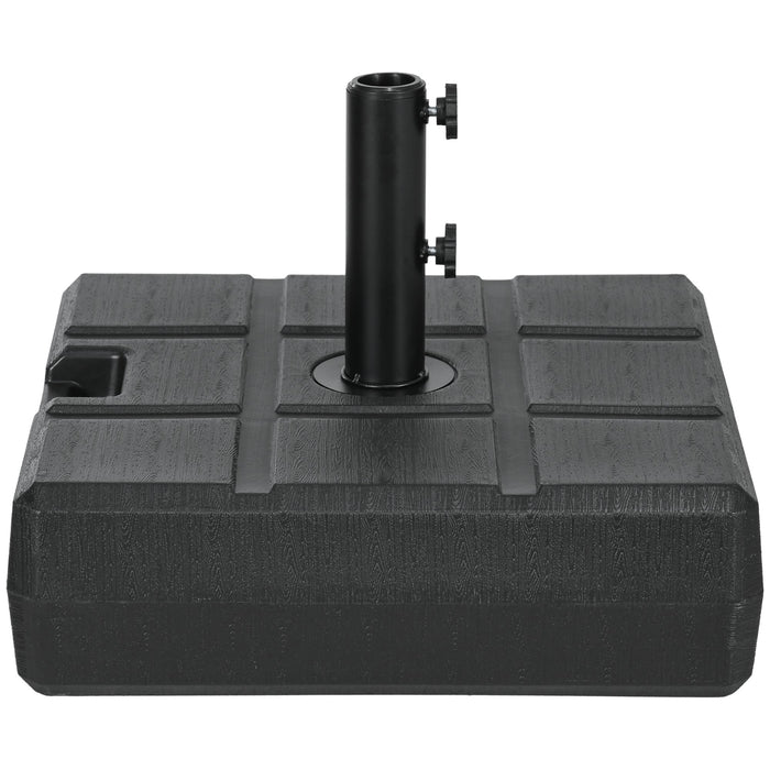 Base per Ombrellone da Giardino 3.5 m con Maniglie 49x49x36,5 cm in HDPE e Acciaio Nero