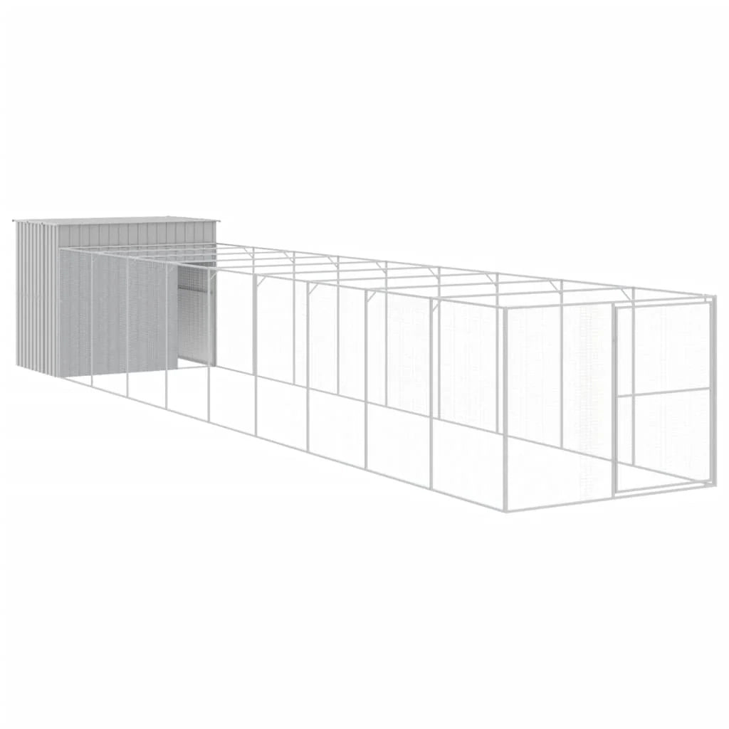 Cuccia per cani con recinto chiaro 214 x 1069 x 181 cm grigio 02_0043502