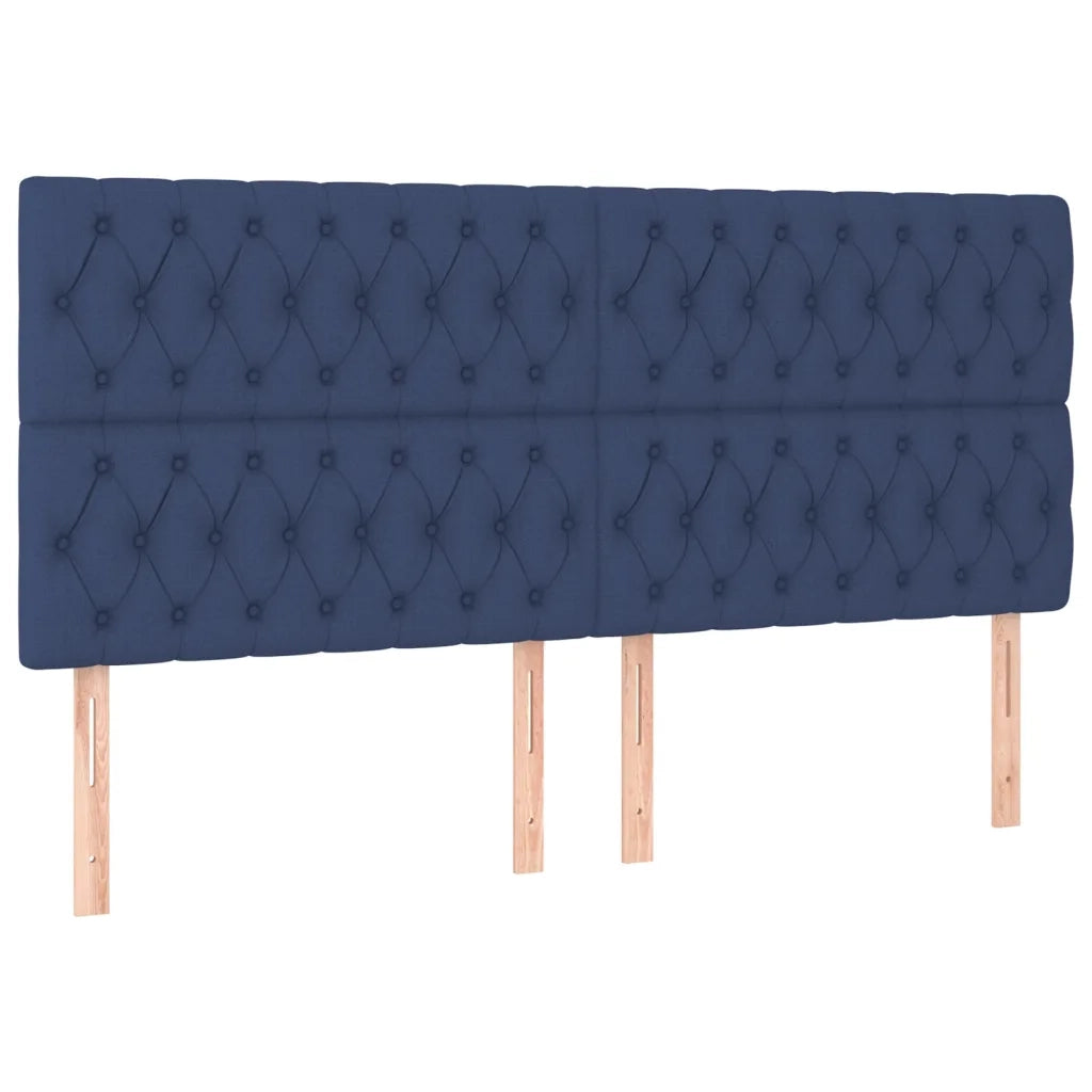 Testiera-Testata-Testiera Decorativa Blu 180x7x118/128 cm Tessuto
