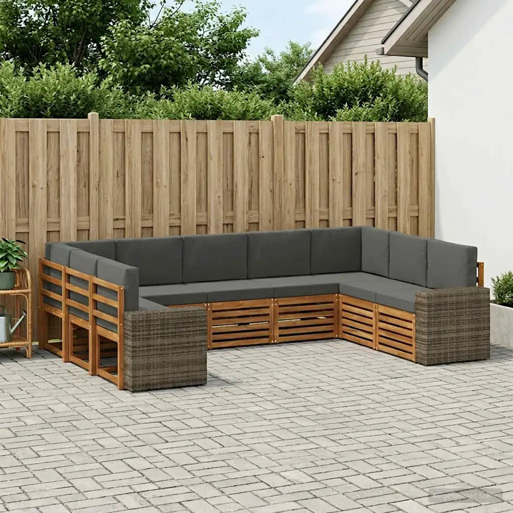 Set divano sezionale 9 pcs Naturale e Antracite Poliestere