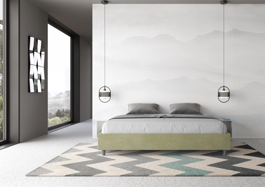 Letto Matrimoniale Extra Large Sommier 200x200 cm con Rete Azelia Tè Verde