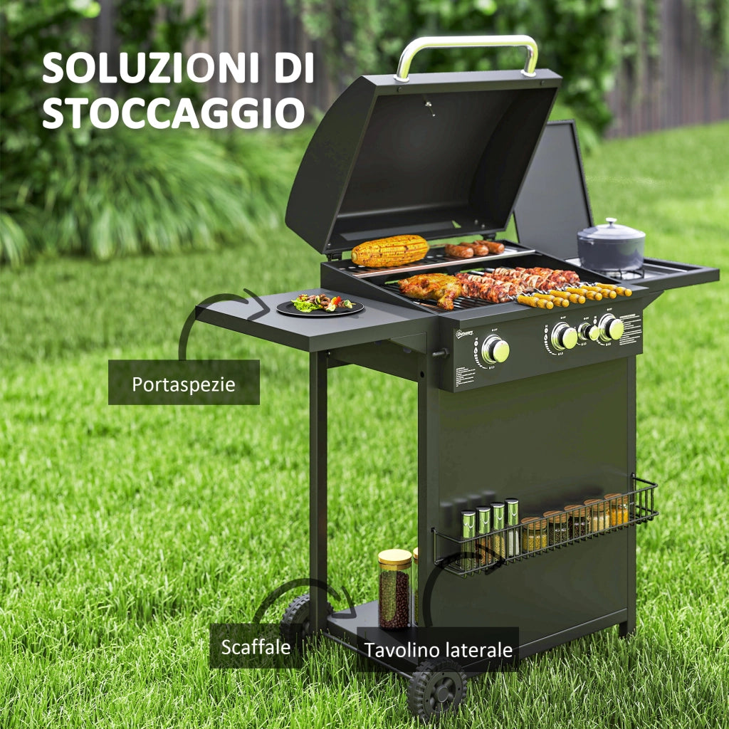 Barbecue a Gas con Bruciatori e Tavolino ¨C zephmum ¨C Nero