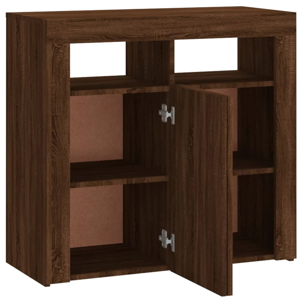 Credenza cassettiera armadio mobile contenitore organizer per cucina soggiorno salotto con luci LED 80 x 35 x 75 cm marrone 02_0029930