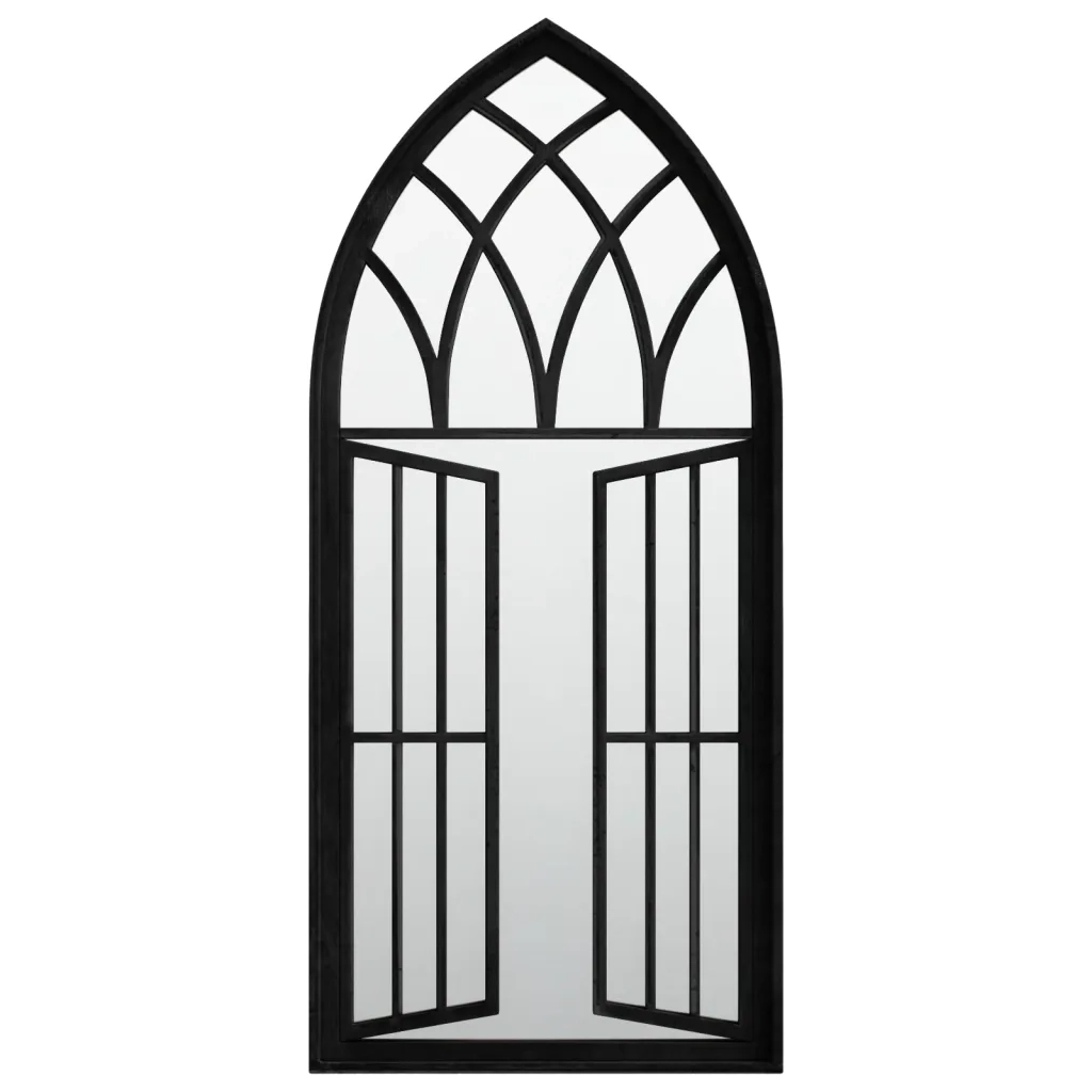 Specchio da Giardino Nero 100x45 cm in Ferro per Uso Esterno 318362