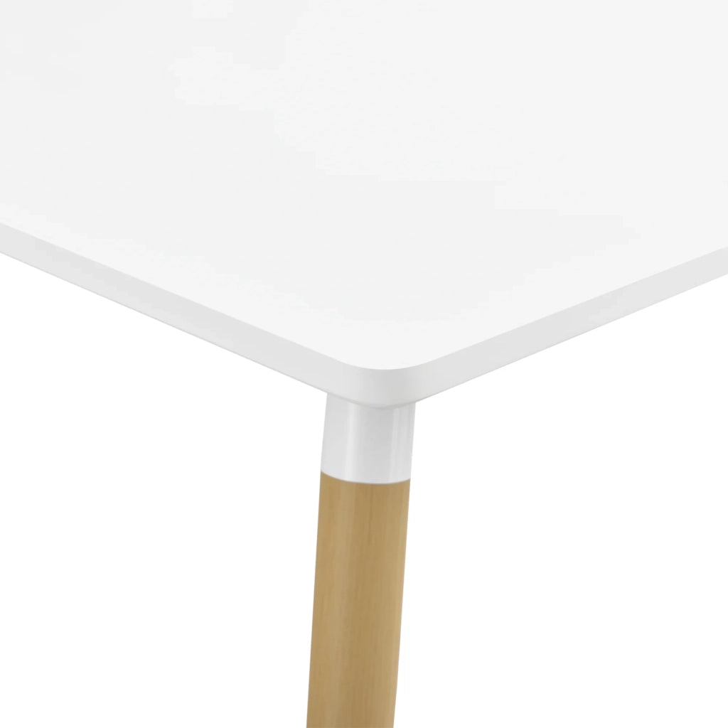Tavolo da pranzo/cucina/ufficio quadrato in MDF 80 x 80 cm bianco opaco e faggio 03_0004123