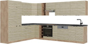Cucina angolare completa Fame-Line, Pannello in rovere/rovere goldkraft, 347 x 257 cm, PL Antracite