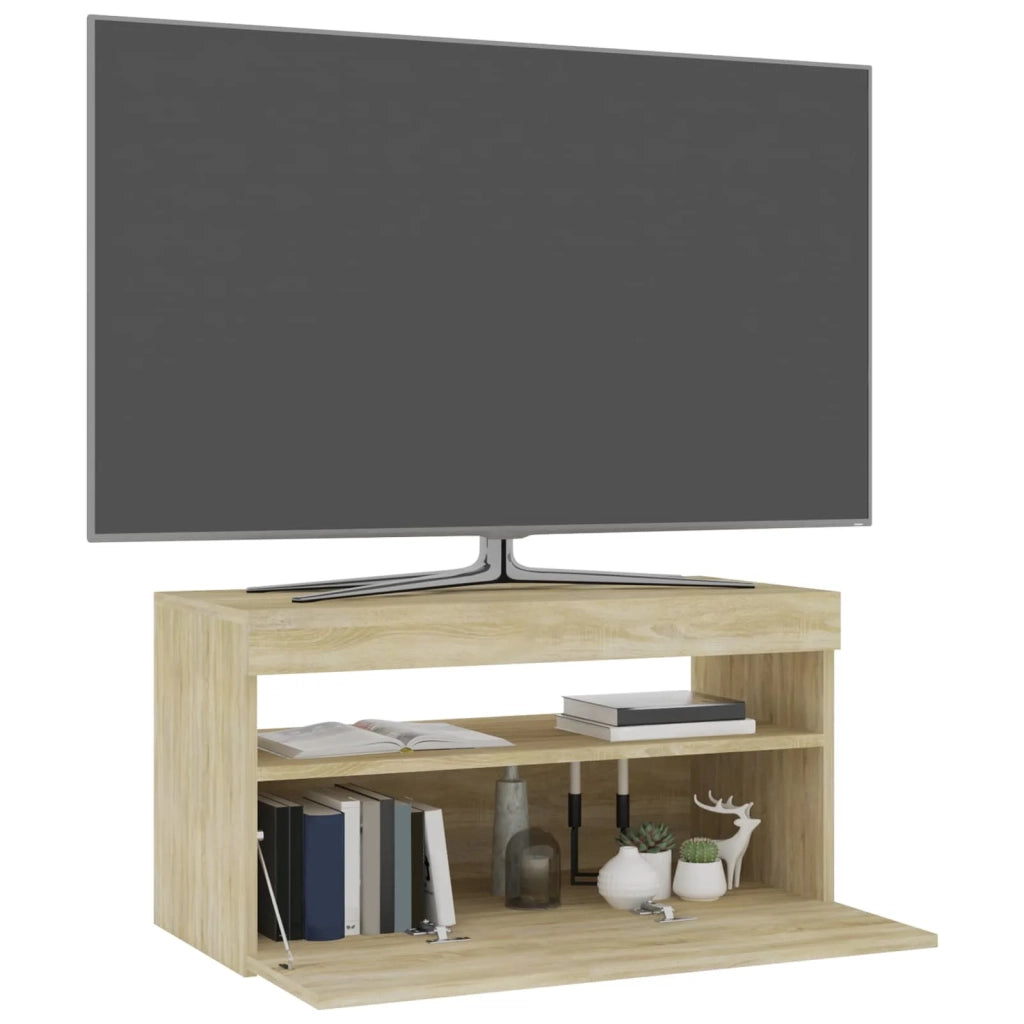 Mobile Porta TV con Luci LED Rovere Sonoma 60x35x40 cm 804397