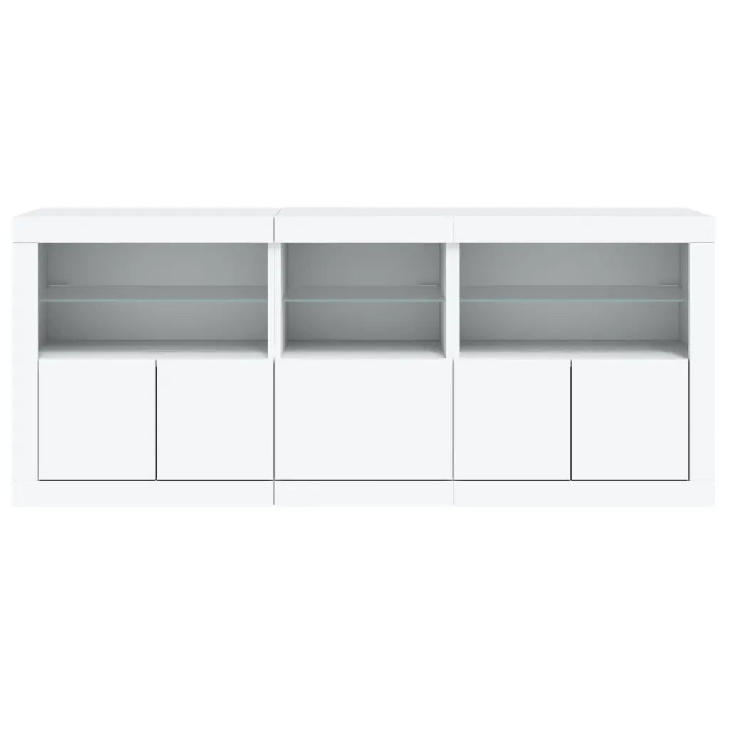 Credenza con Luci LED-Buffet-Armadio da cucina Bianca 162x37x67 cm 614442