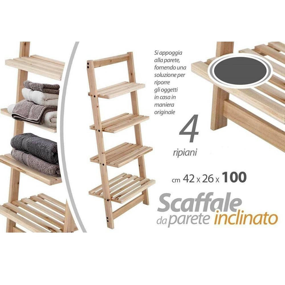 Trade Shop - Scaffale Appoggio Parete H100 42x26 Cm Arredo Bagno Mensole Oggetti Telo Doccia -