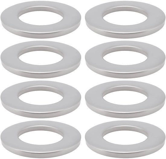 Impianto di lavaggio a set di 8 - Cerchioni piani 27x50x4mm - Acciaio inossidabile - Compatibile con asse 25mm - Resistente alla corrosione - Per trolley di barca a vela - Cerchio