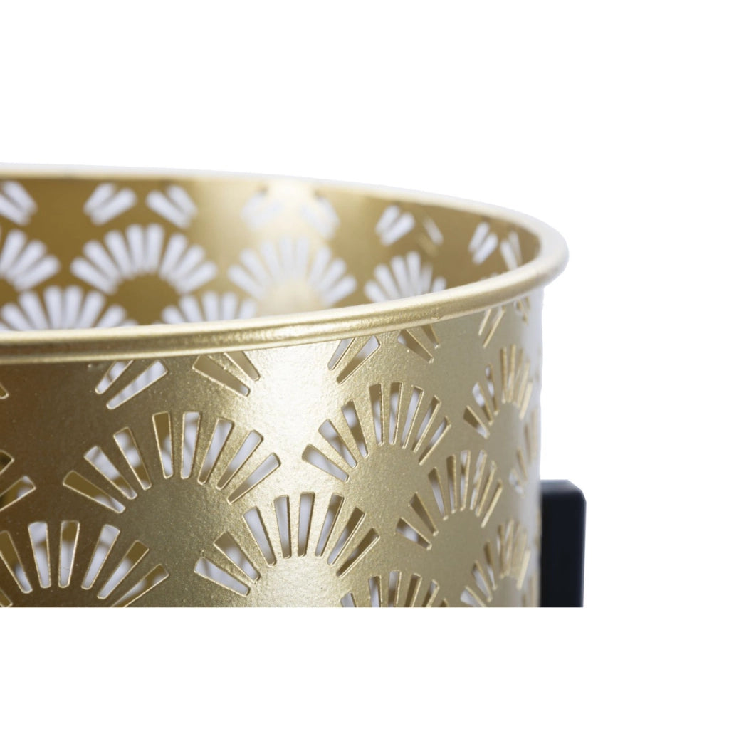 Set di 2 Vasi per Piante VKH400, Oro, Metallo, 21x21x38 cm