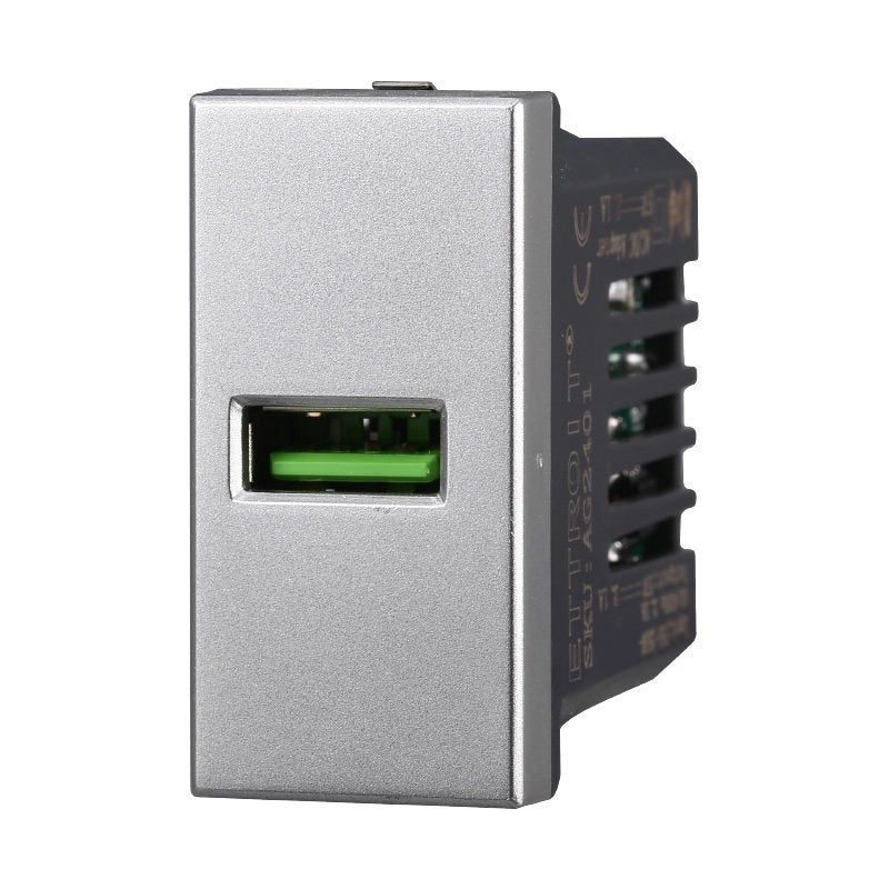 Modulo Presa Caricatore USB 5V 2,1A Colore Grigio Compatibile Con Bticino Axolute