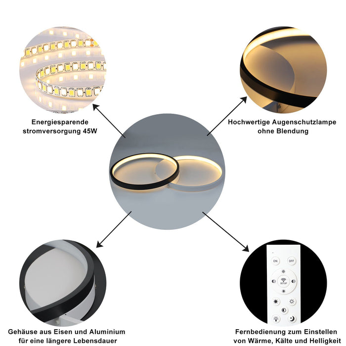 ZMH Lampada da soffitto plafoniera LED moderna bianco nero per camera letto