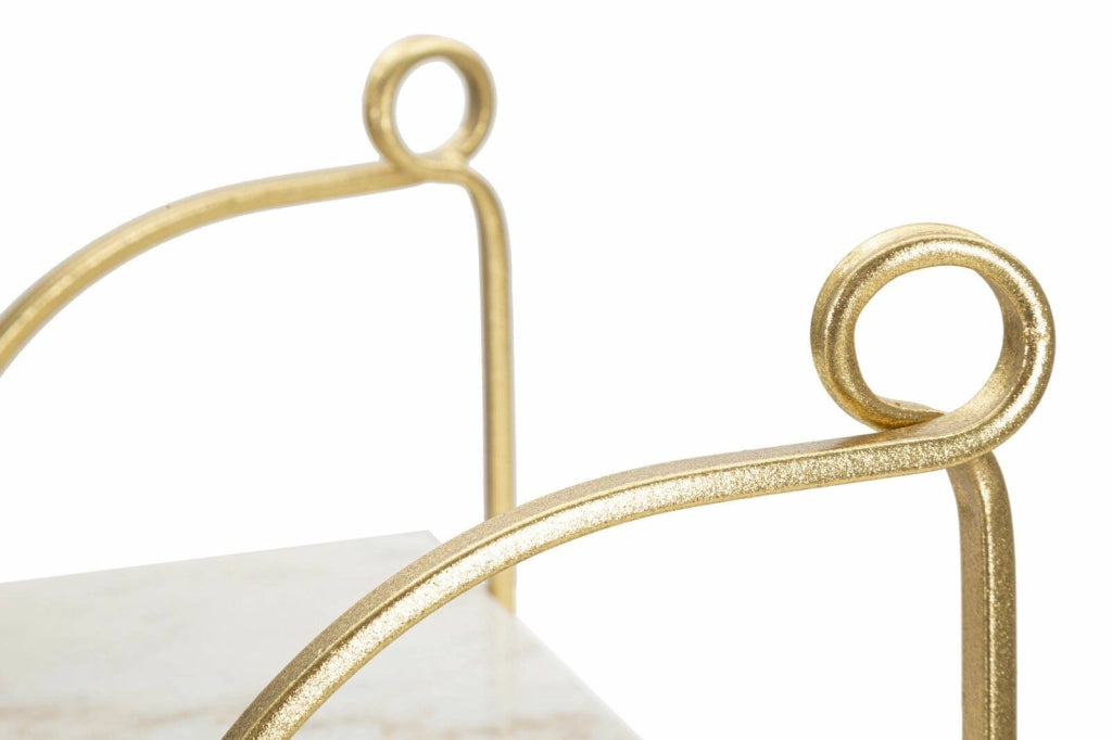 Mensola Paci, Scaffale, Ripiano a muro, Scaffalatura multiuso, 40x16 h18 cm, Bianco e Oro