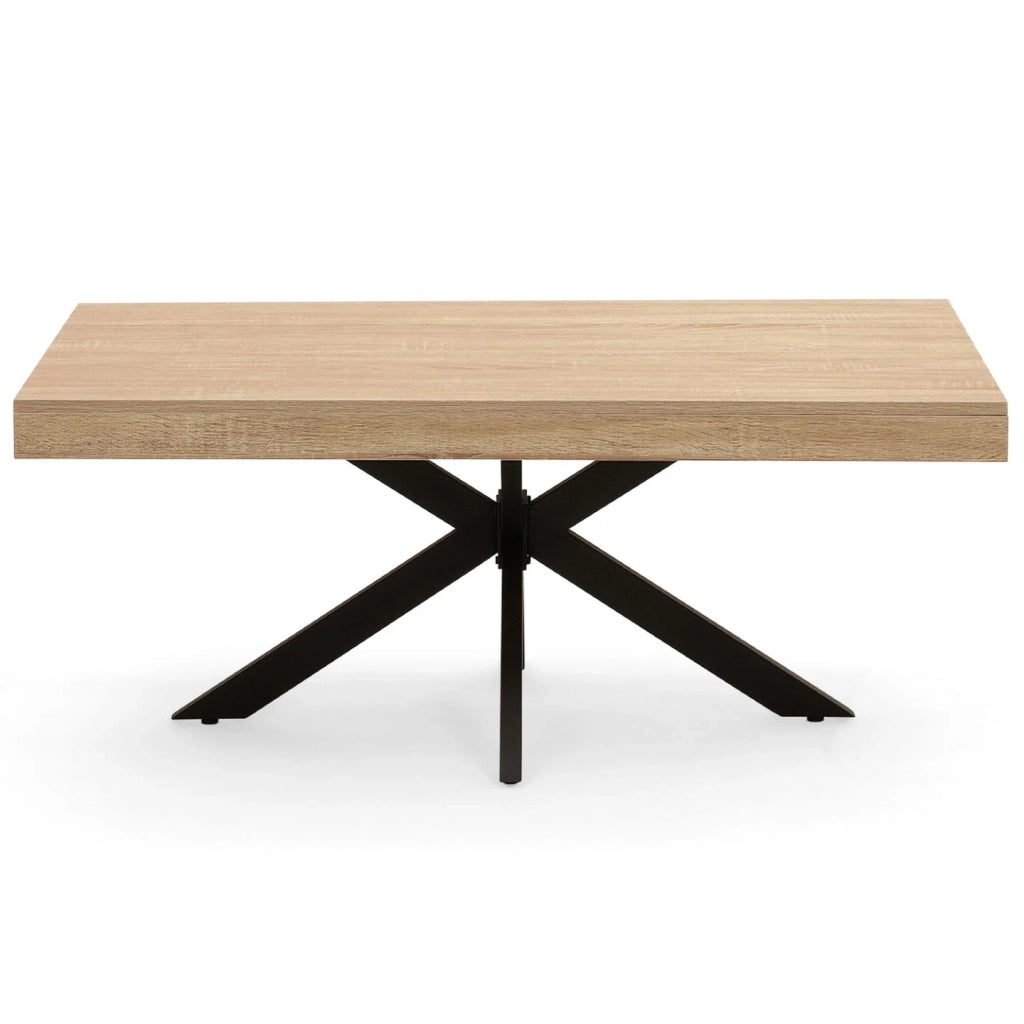 IDMarket - Tavolino rettangolare ALIX 110 cm con gambe in legno e ragno nero