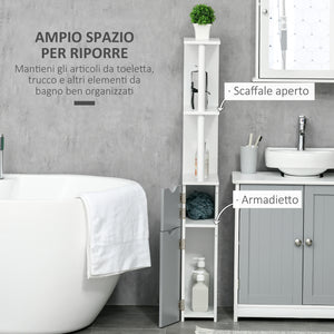 Mobile a Colonna da Bagno 15,2x29,8x118 cm in Legno Bianco e Grigio