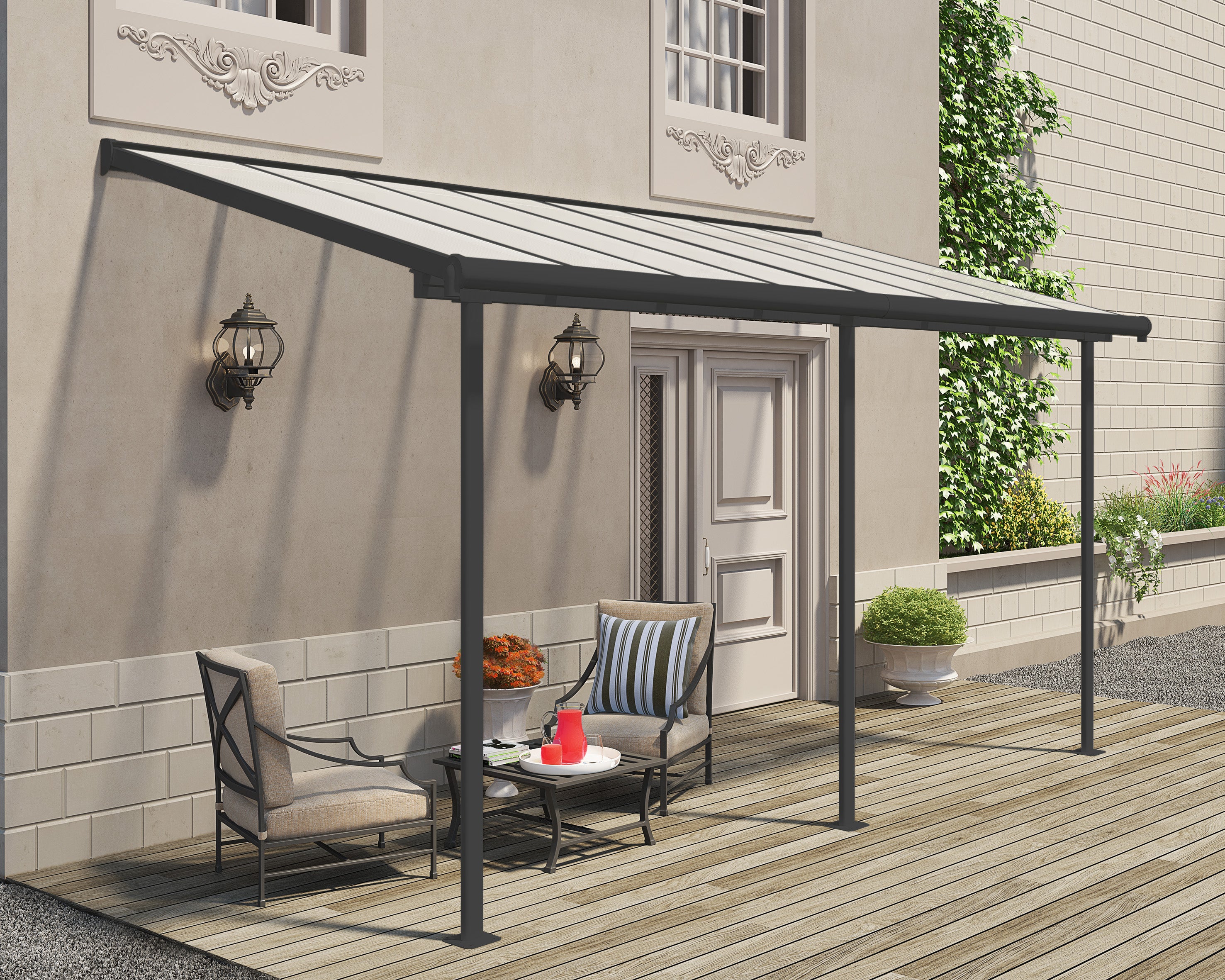 Pergola Sierra Addossata in Alluminio  2.3X4.5 m Grigio