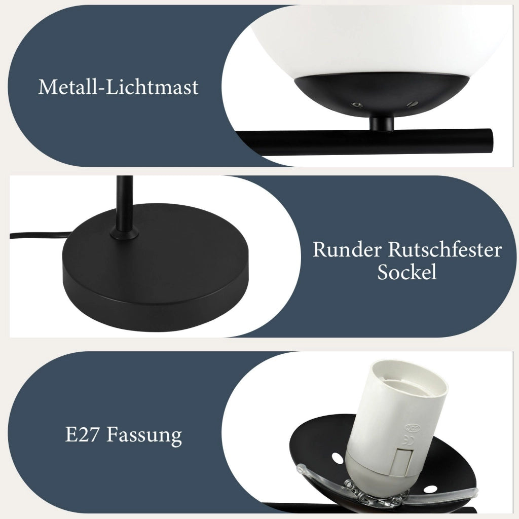 ZMH Lampada da terra bianco nera 1 luce E27 metallo industriale fiamma con interruttore pedale