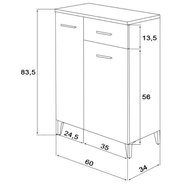 BASE STELLA 60X34XH78,5CM LARICE 2 ANTE 1 CASSETTO