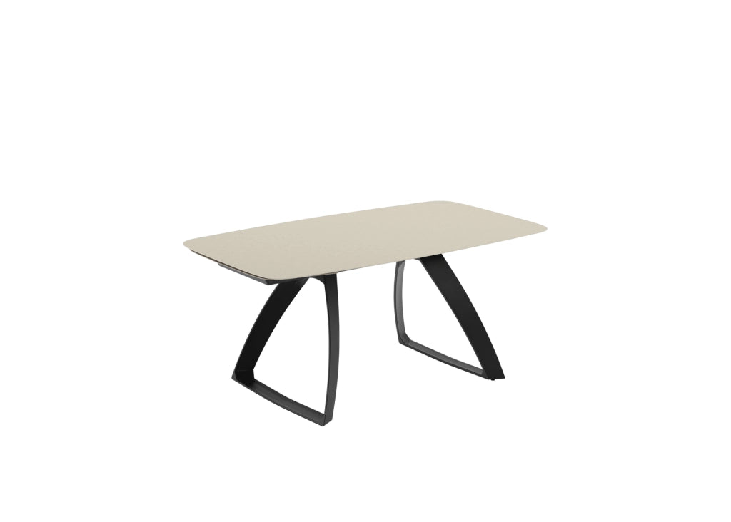 Tavolo Allungabile Barrel 90x180-240x76 cm Top in Ceramica Sabbia