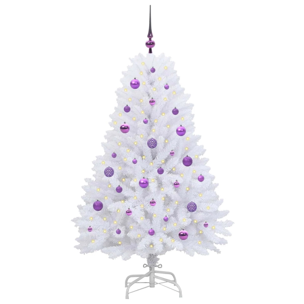 Albero di Natale Artificiale con Rami Pieghevoli Bianco 150 cm