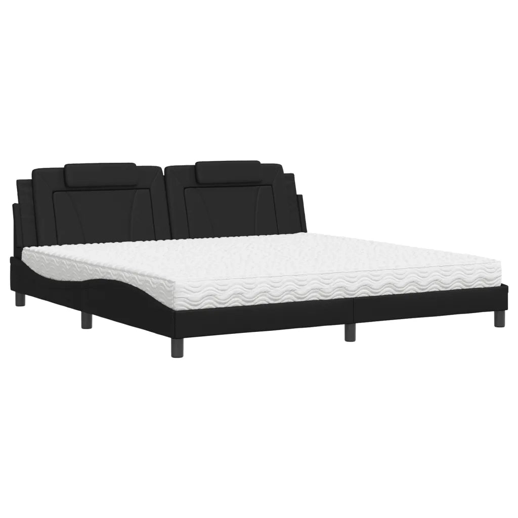Letto con Materasso Nero 200x200 cm in Similpellecod mxl 115675