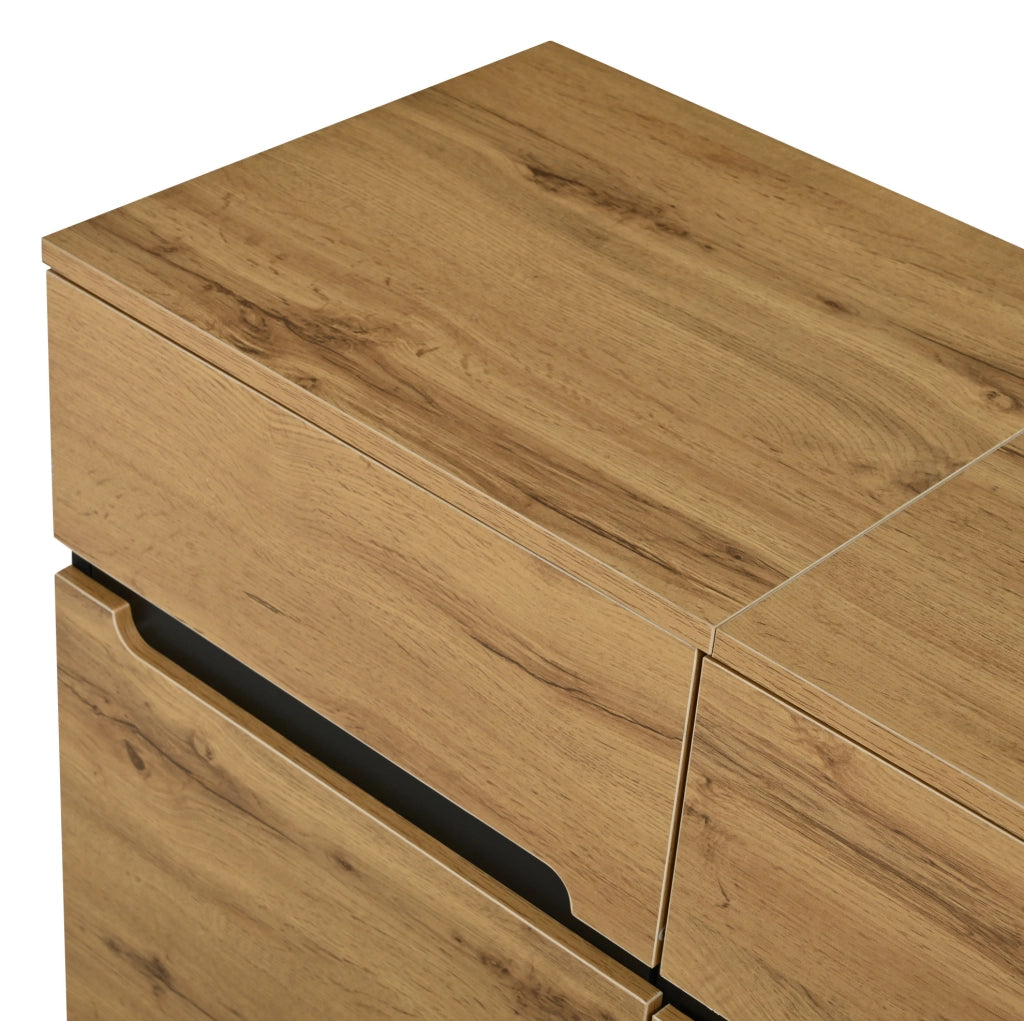 Sideboard 160x40x80 cm con 2 ante e 4 cassetti in pannello truciolare naturale e nero