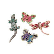 Spilla a forma di libellula e farfalla in cristallo con diamanti, di alta gamma, sottilmente lussuosa e dallo stile vintage.