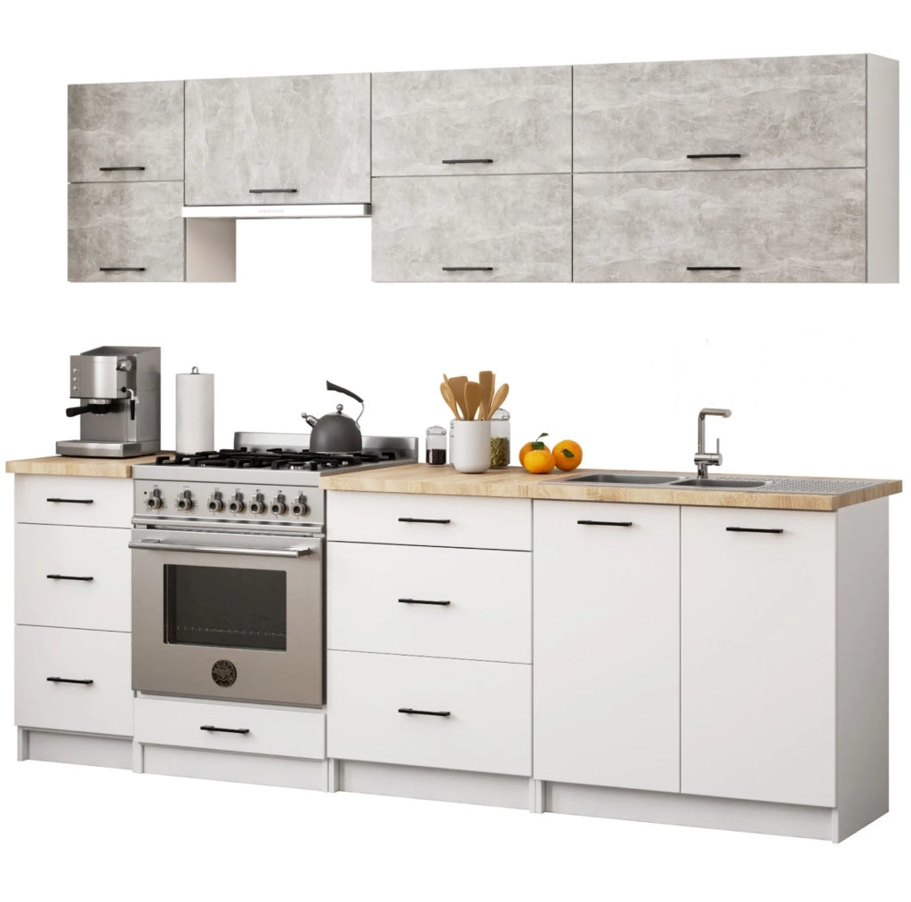 Mobile da cucina pensile sistema AKORD OLIWIA G2 Bianco, Grigio Cemento 80 cm 2 ante 80x30x58 cm