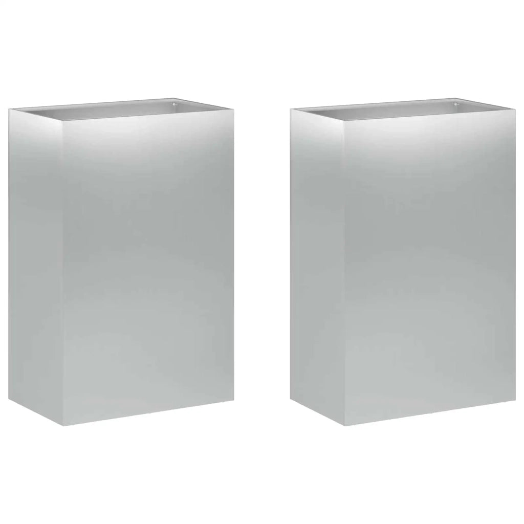 Vaso da giardino 2 pz Argento 40 x 30 x 75 cm Acciaio zincato 8005509