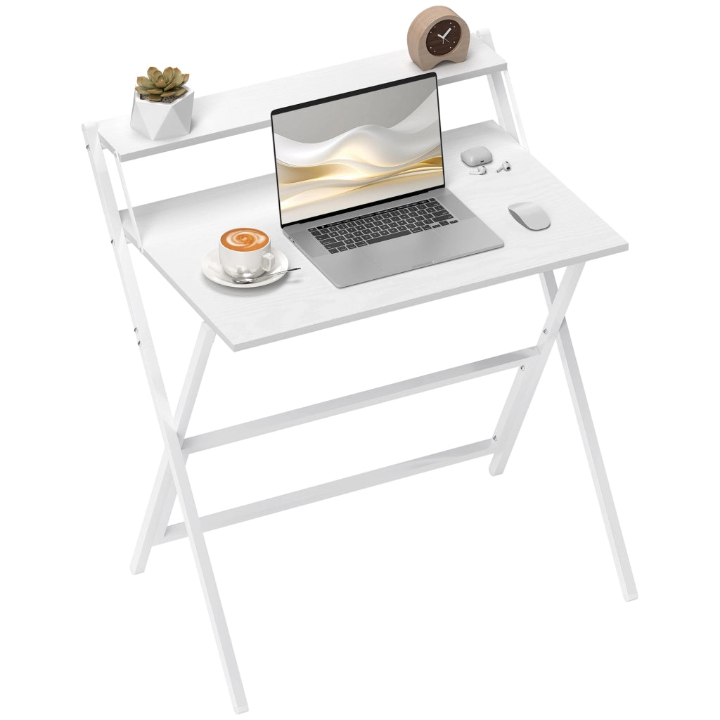Scrivania pieghevole con scaffale ¨C zephmum ¨C bianco 75.5x50xHcm