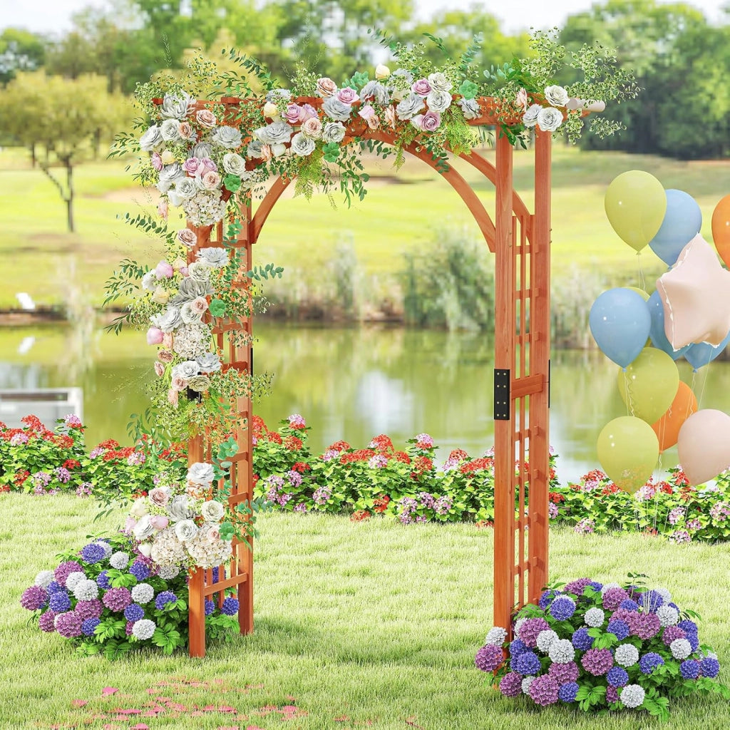 Arco da Giardino in Legno, Pergola da Esterno per Piante Rampicanti, Pergolato per Matrimonio e Feste, da Giardino, Patio e Cortile (Modello 4)