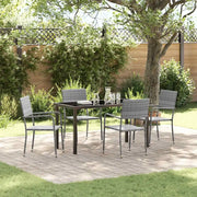 Set da Pranzo per Giardino con cuscino 5 pcs Grigio polyrattan 3380045