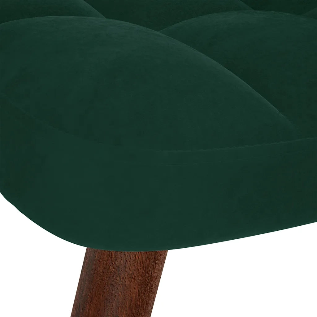 Sedia a dondolo con sgabello in velluto verde scuro CFW9046784