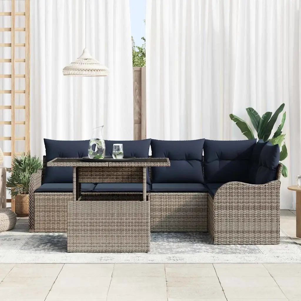 Set da pranzo 6 pz Grigio Poly Rattan 3348471