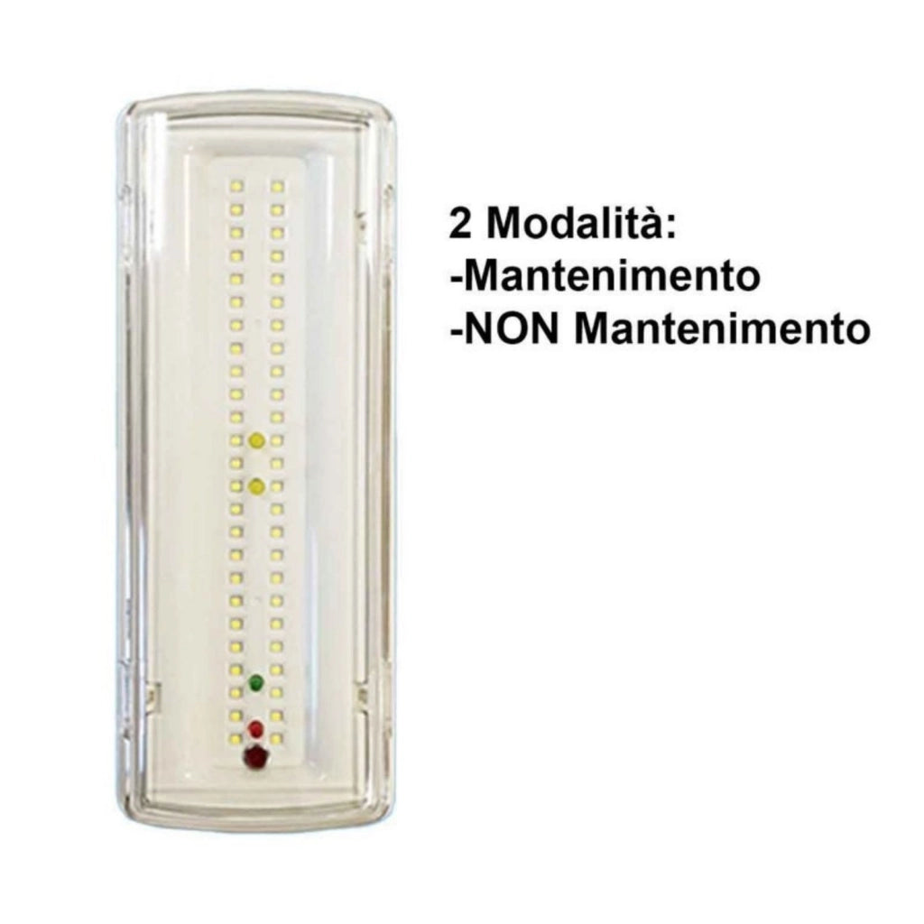 Lampada di Emergenza a LED 3.5W 400lm Luce Fredda 6500K Autonomia 3 Ore Batteria Ricaricabile al Litio Modalità Maintained e Non-Maintained,Montaggio da Parete o Soffitto Come Plafone