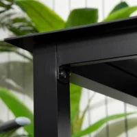 Tavolo da Giardino Quadrato per 4 Persone con Piano in Vetro Temperato e Struttura in Alluminio, 80 x 80 x 74 cm, Nero