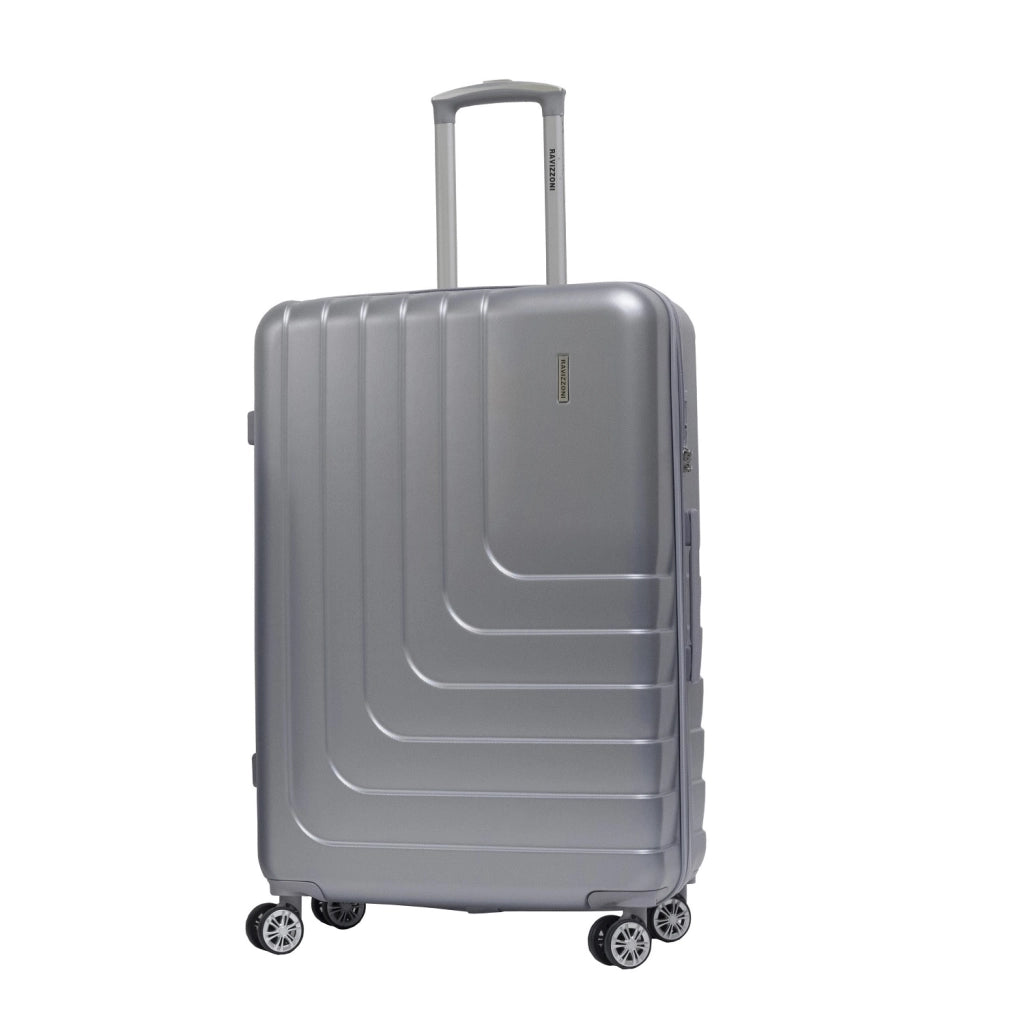 Trolley valigia in ABS rigido espandibile, 4 doppie ruote silver 75x45x29cm Natan
